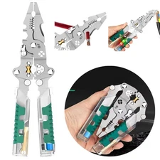 18 in 1 Foldable Wire Strippers with Voltage Test Cable Cutting Crimping Pliers