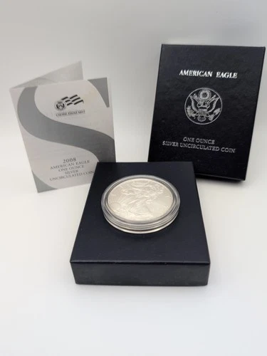 2008-W AMERICAN EAGLE 1-OZ .999 SILVER UNCIRCULATED COIN COA & OGP