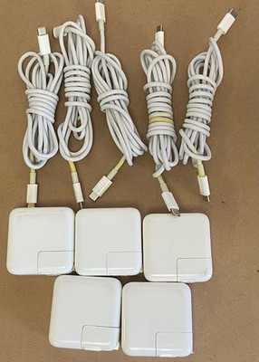 Lot of 5 A1882 Used Genuine Apple 30W USB-C AC adapter -MacBook Air -iPad -READ!