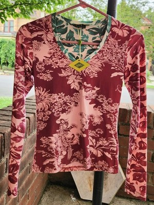 New Nwt Womens Designer Oilily Casual Long Sleeve Fun Print Shirt XS X Small    