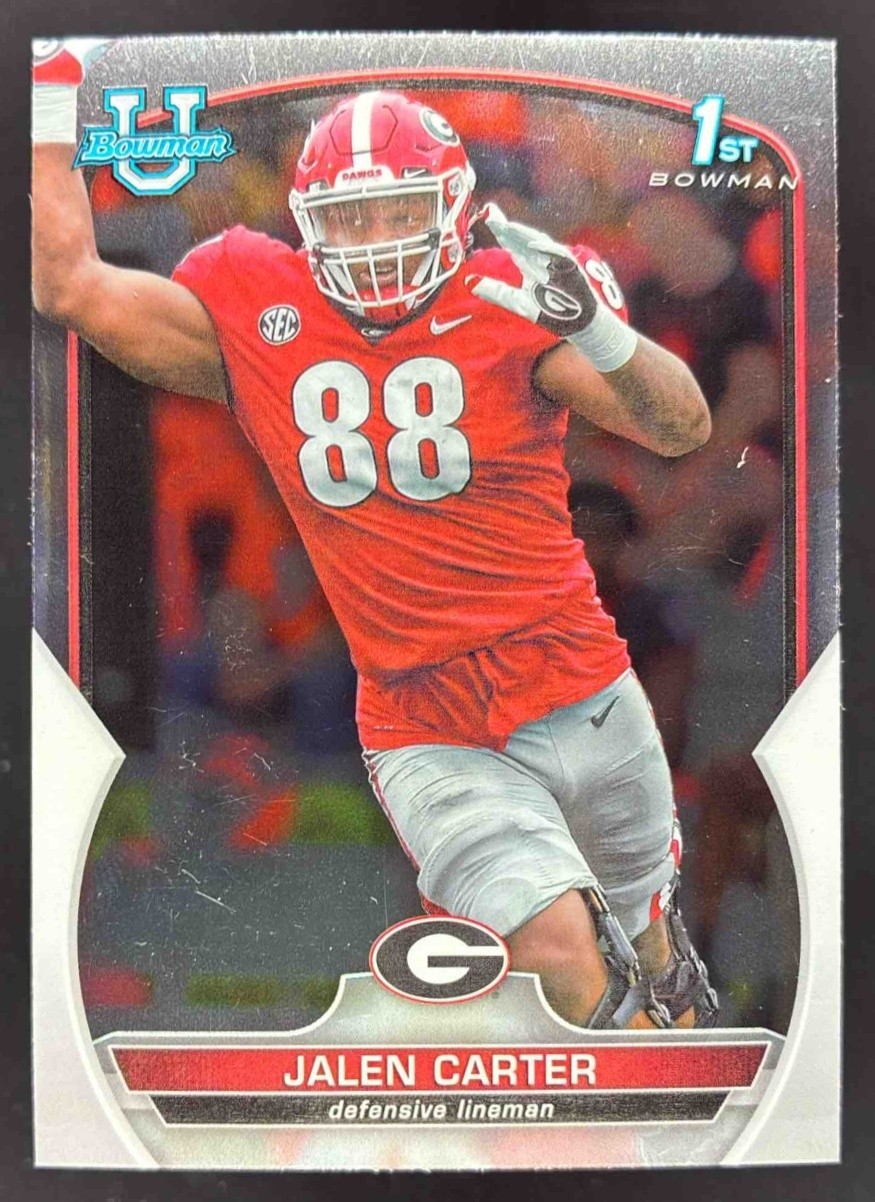 2022 Bowman Football University Chrome Jalen Carter #37 Georgia Bulldogs