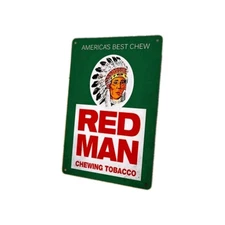 Rust Look Red Man Chewing Tobacco Advertising 8x12 Metal Sign Redman 