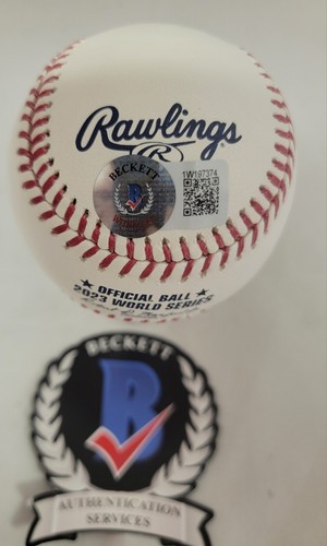 MARCUS SEMIEN SIGNED "23 CHAMPS" WORLD SERIES BASEBALL TEXAS RANGERS BECKETT - Picture 3 of 3