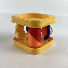 Vintage Activity Cube Child Baby Discovery Developmental Toy Spinner Mirror Duck