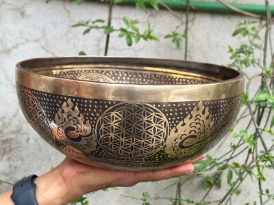Flower of life carved tibetan singing bowls - Meditation sound healing yoga bowl