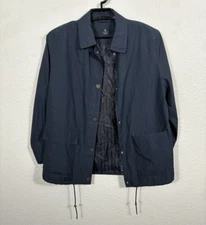 Basler Sport Jacket Womens Size 40 Navy Blue Acetate Blend Zip Snap Front