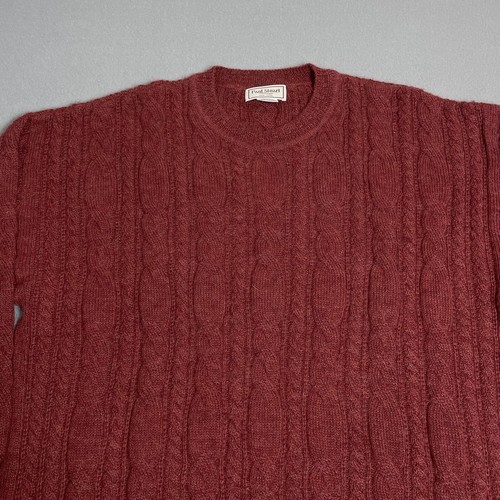 Paul Stuart Sweater Mens XL Maroon Red Alpaca Cable Knit Pullover Crew Neck - Picture 2 of 13
