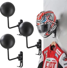 3 Packs Motorcycle Helmet Racks 180 Degree Rotation Wall-mount Helmet Hooks