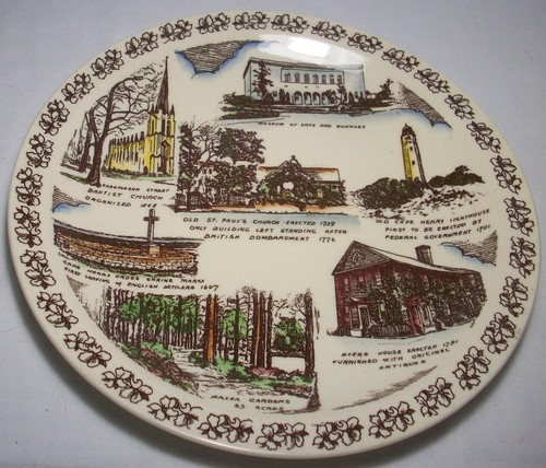 Vernon Kilns Souvenir Collector Plate: NORFOLK VIRGINIA: Polychrome: EXC: NR