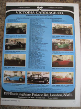 VICTORIA CARRIAGE CO CLASSIC CAR STOCK LIST LONDON 1978 ADVERT A4 SIZE file 16