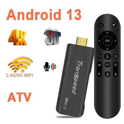 Transpeed TV Stick Android 13 ATV mit TV App 4K 3D TV Box