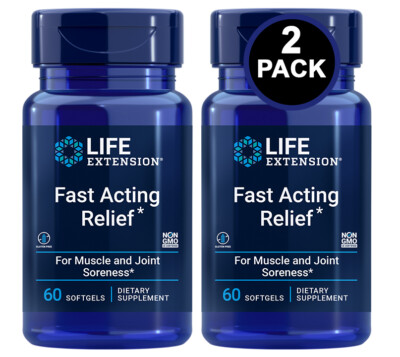 Life Extension Fast Acting Relief Muscle Joint Supplement 60 Softgels - 2Bottles