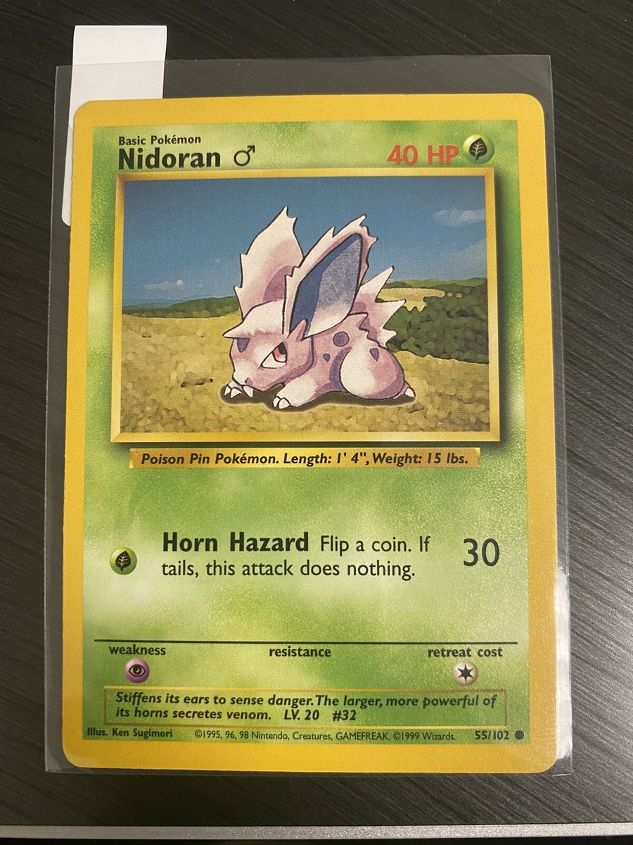1999 nidoran pokemon card value Base Set Shadowless LV.20 #32 1st Edition 55/102 Common Retreat cost Pokemon Base Set 1st Edition