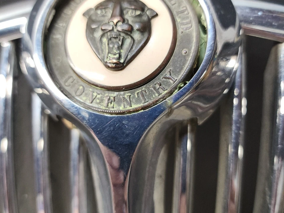 De colección Jaguar Mark II 3,8 litros cromo placa frontal parrilla automóvil Foto 2 de 4