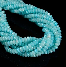 Aqua Blue MOP Shell Smooth Rondelle Beads Size 3x4mm 4x6mm 5x8mm 15.5'' Strand