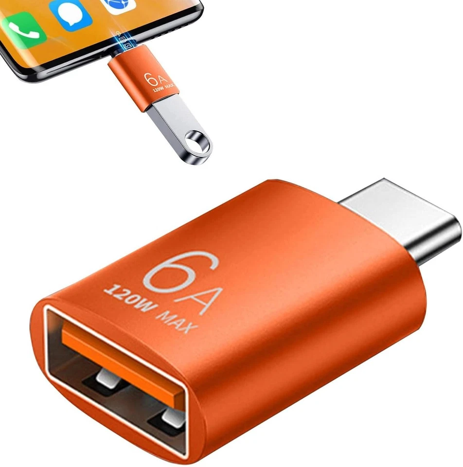 Cargador convertidor adaptador USB C tipo C macho a USB A hembra para iPhone Android Foto 4 de 4