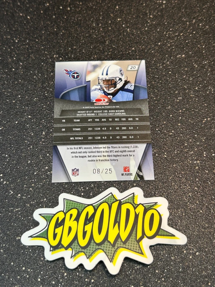 2009 Donruss Gridiron Gear - Platinum X's #20 Chris Johnson /25 - Image 2 of 2