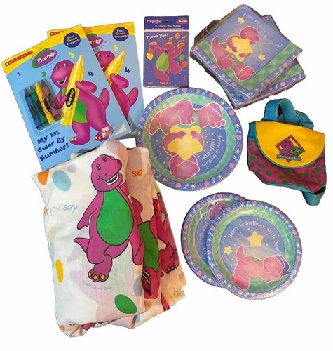 Barney The Dinosaur Vintage Mixed Lot Sheet Bag Party Supplies Coloring Books