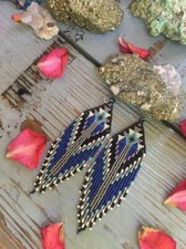 Tribal Earrings Native Large Boho American Seed Beads Handmade Earring