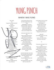 Yung Pinch Signed Autographed When I Was Yung Song Lyric Sheet Rapper ACOA COA