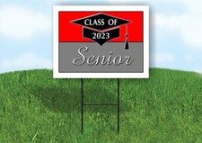 2023 SENIOR RED GRAY 18inx24in Yard Road Sign w/ Stand