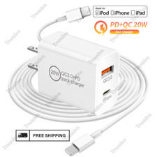 QC PD 20W Fast Charger USB Type-C Wall Adapter For iPhone 14 13 12 11 Pro XR X 8