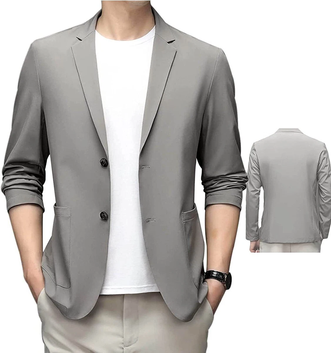 Men's Loose Cotton and Linen Suit Jacket,Summer Casual Lightweight Solid  Linen Shirt,Regular Fit Blazer Jacket for Men. (XXL, Khaki)