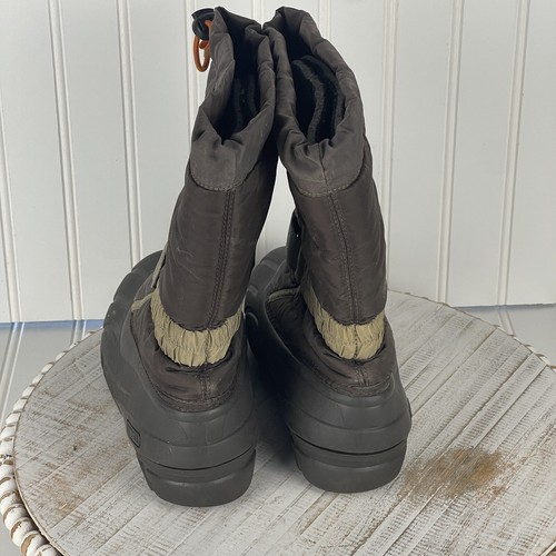 Sorel Flurry Snow Boots Boys Brown Orange Removable Felt Liner Adjustable Size 5 - Picture 7 of 9