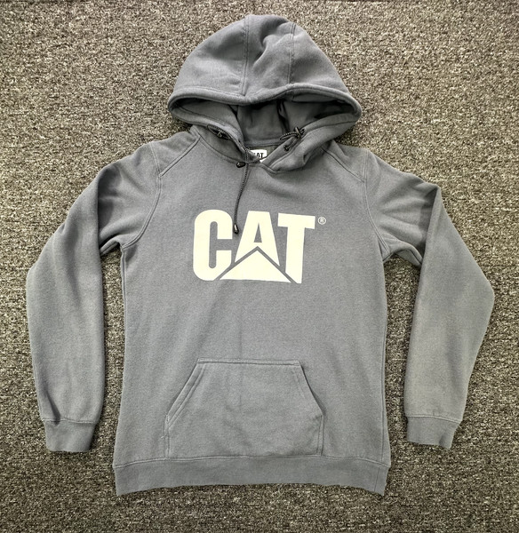 CAT Hoodie H20 Pullover Womens Small Faded Navy Water Resistant Reflective Logo