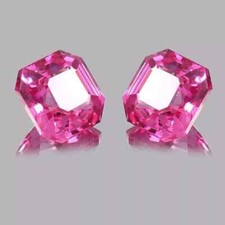 Natural 40 Ct Pink Sapphire Asscher Cut Certified Loose Gemstone Pair With Gift