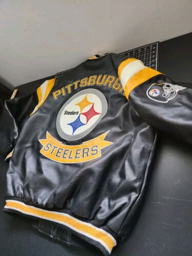 Vintage Pittsburgh Steelers GIII G3 Jacket Coat Size L NFL Faux Leather Heavy - Picture 16 of 17