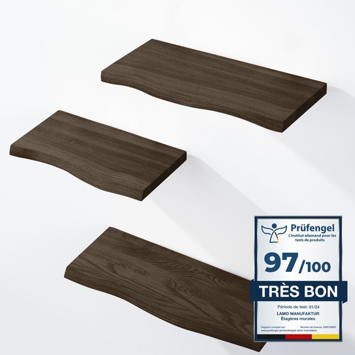 LAMO Manufaktur SET 1 Wandregale aus Holz mit unsichtbarer Befestigung 42/36/30cm - Bild 11 von 11