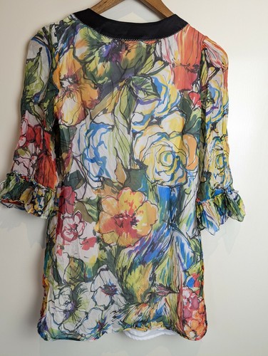 Phillip Lim Silk V-Neck Floral Multicolour Lined Tunic Top Blouse Size XS - Picture 10 of 12