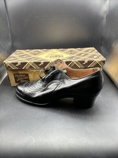1940's Black Leather Lace Up Dr. Hiss Wingtip Womens Oxford Shoes 6 B Nice NOS