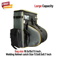 Large Capacity Welding Tool Backpack Gear Pack Bag w/Helmet Catch Welder Gift