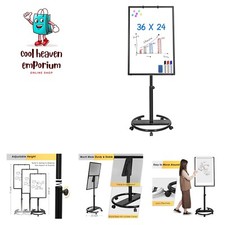 Mobile Whiteboard 36 x 24 inches Portable Magnetic Dry Erase Board, 3' x 2'...
