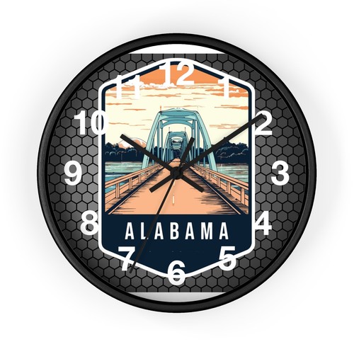State Of Alabama Skyline Art Wall Clock With an All Wood 3D Frame Time Piece - Picture 17 of 19