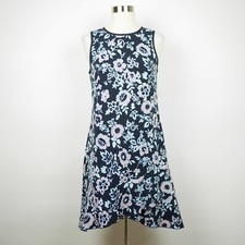 LOFT Ann Taylor Women's 2 - Blue & pink floral sleeveless A-line stretch dress 