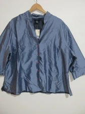 Sz 26/28 NWT Venezia Lane Bryant Blazer Button Down Blouse 3/4 Sleeve Blue Lined