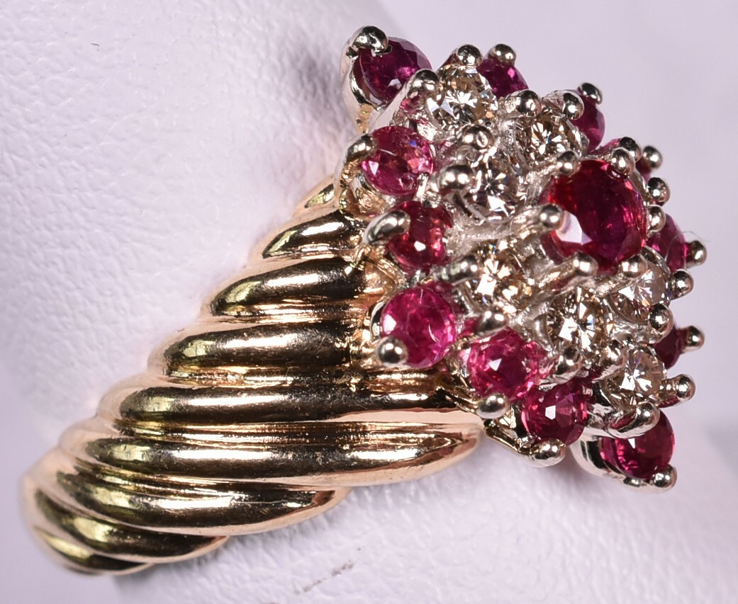 14k Ruby Diamond Ring Solid Gold Size 6.5 Great R… - image 2
