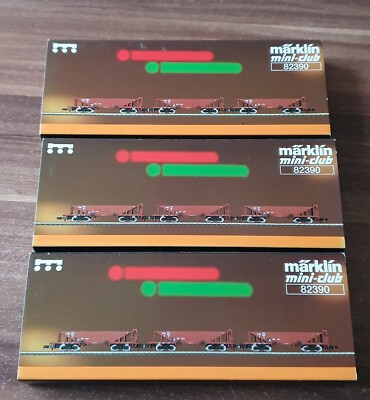 3× Marklin Mini Club Spur Z 82390 Kohletrichterwagen