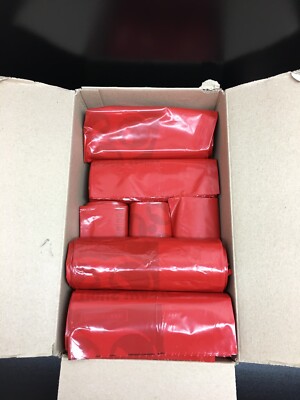 REF 405-3T52 60'' Height 3.0 MIL RED Printed Super Strength Biohazard Bags 7 RLS