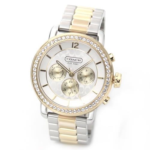 Coach Gold Crystals Bezel Signature Dial Chrono Sport Duo-tone