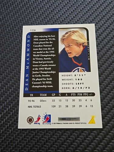 1996-97 Pinnacle Be a Player #126 Autografi Dean McAmmond - Foto 2 di 2