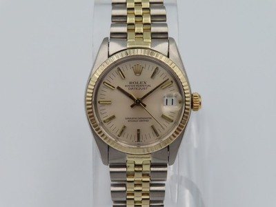 1983 Rolex Datejust 31mm 6827 Ladies Vintage Wristwatch 14k Gold & Steel