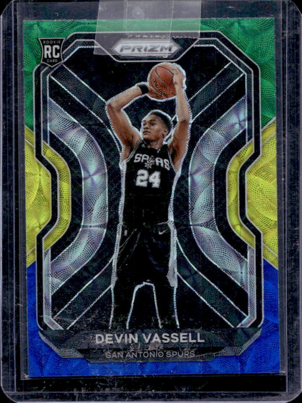 2020-21 Prizm Devin Vassell RC Choice Blue, Yellow and Green Prizm #252 Spurs