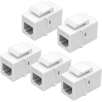 5 Pack CAT3 Telephone Keystone Jack, RJ11 6P4C, Female to Female, White, Coupler