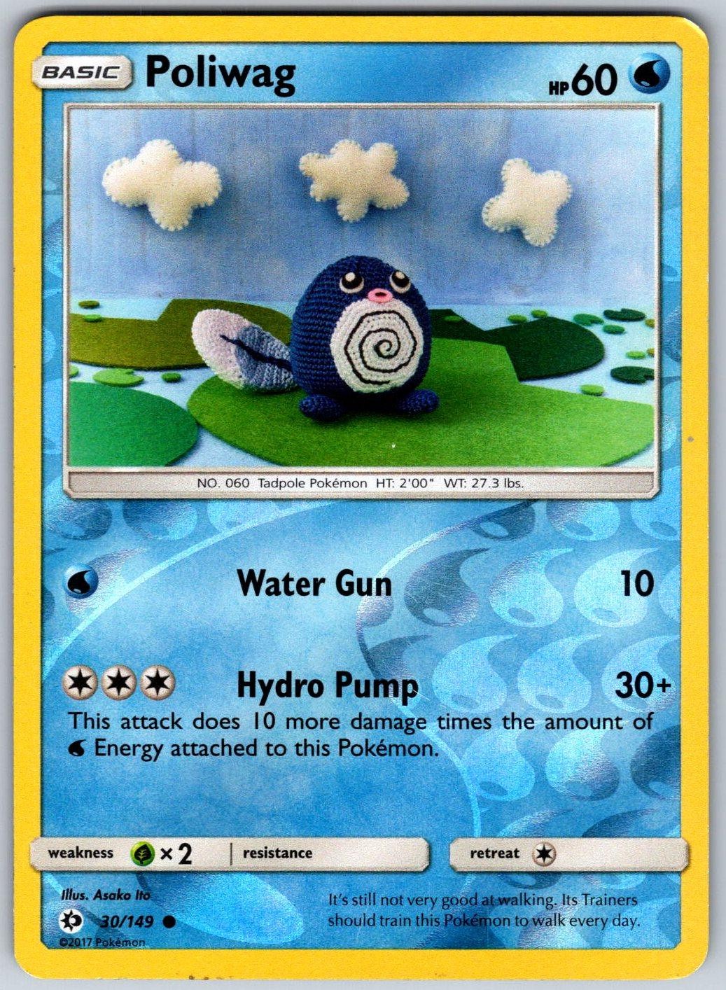 Poliwag 30/149 Common SM Base Set Pokemon Reverse Holo Lightly Played