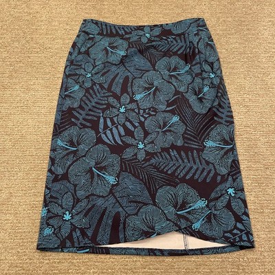 RipSkirt Hawaii Wrap Skirt Womens Small Blue Floral Tropical Hibiscus Pockets