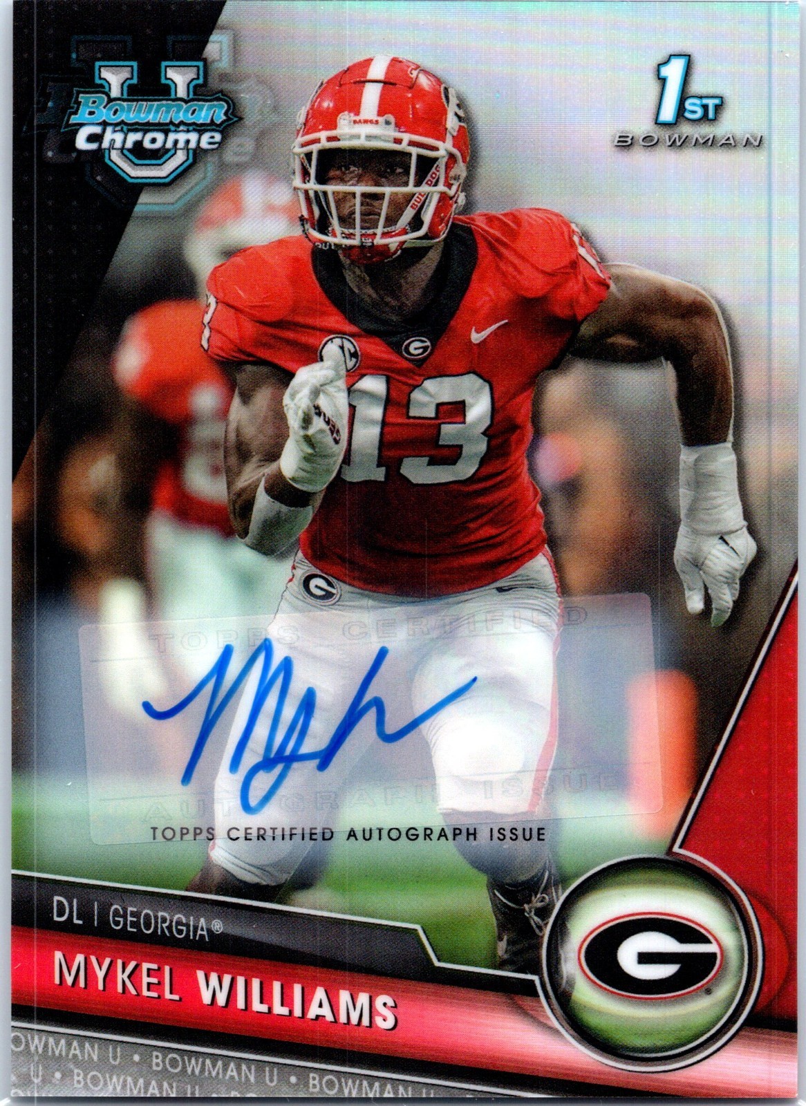 2023 Bowman Chrome University Mykel Williams Refractor Auto RC 1st /499